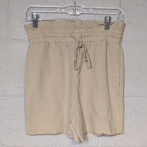 Vero Moda High Waist Beige Linen Blend Paperbag Shorts Size XS NWOT